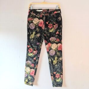 Anthropologie Velvet Floral Pants